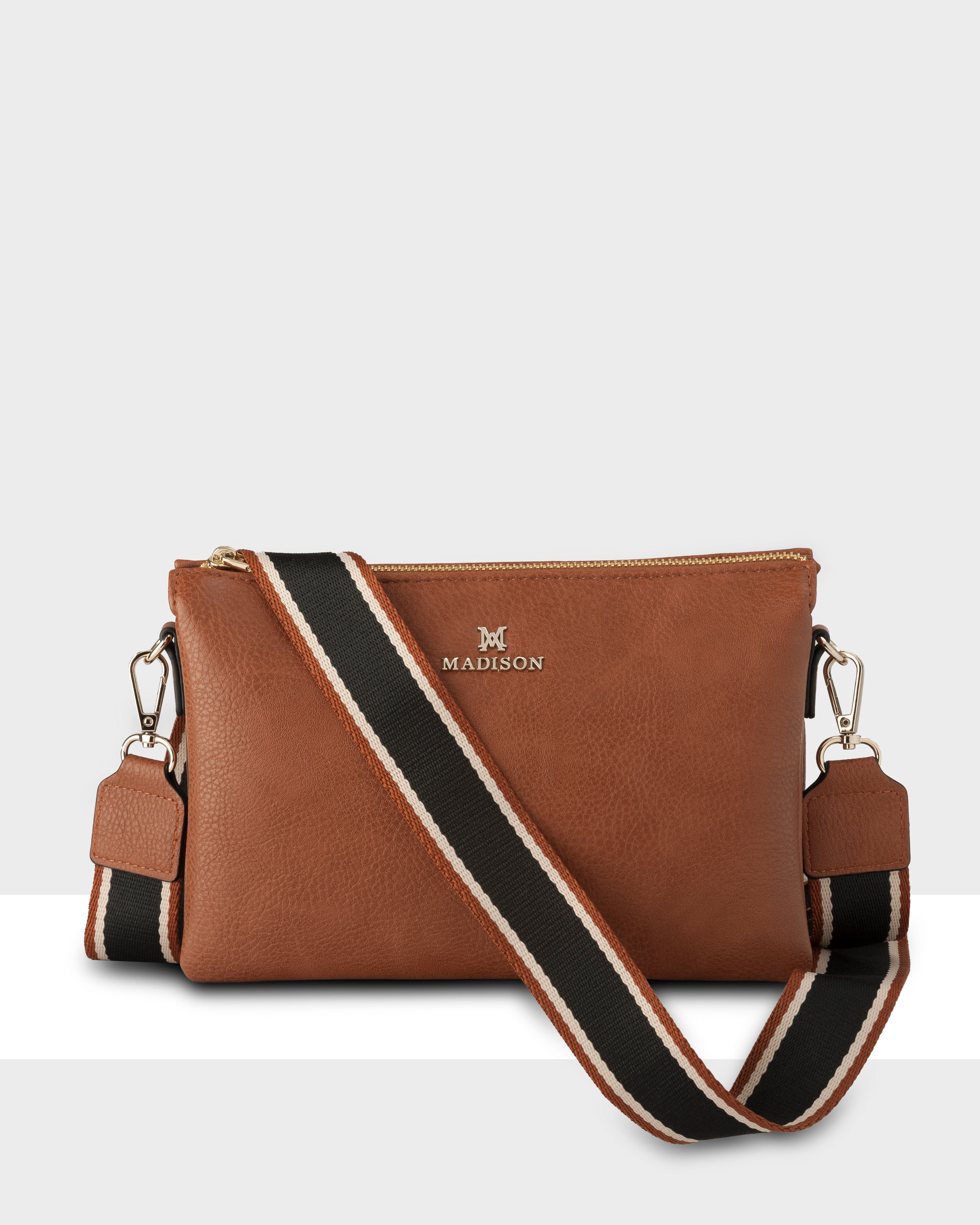 Avery 3 Compartment Crossbody Bag + Stripe Bag Strap