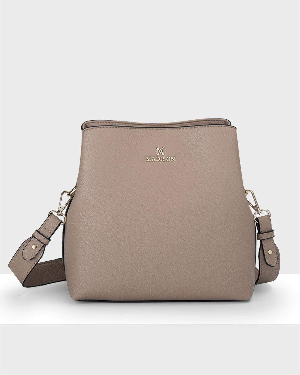 Joanie 3 Compartment Crossbody Bucket Bag + Monogram Bag Strap