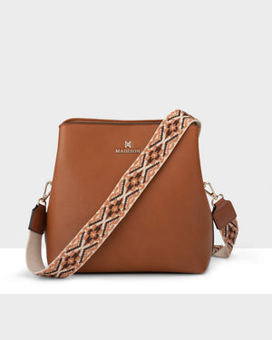 Joanie 3 Compartment Crossbody Bucket Bag + Aztec Bag Strap