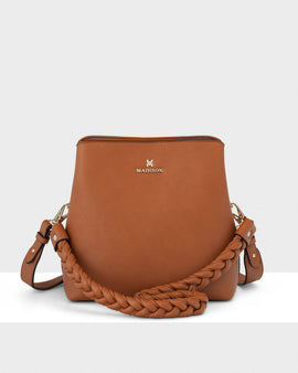 Joanie 3 Compartment Crossbody Bucket Bag + Plait Strap