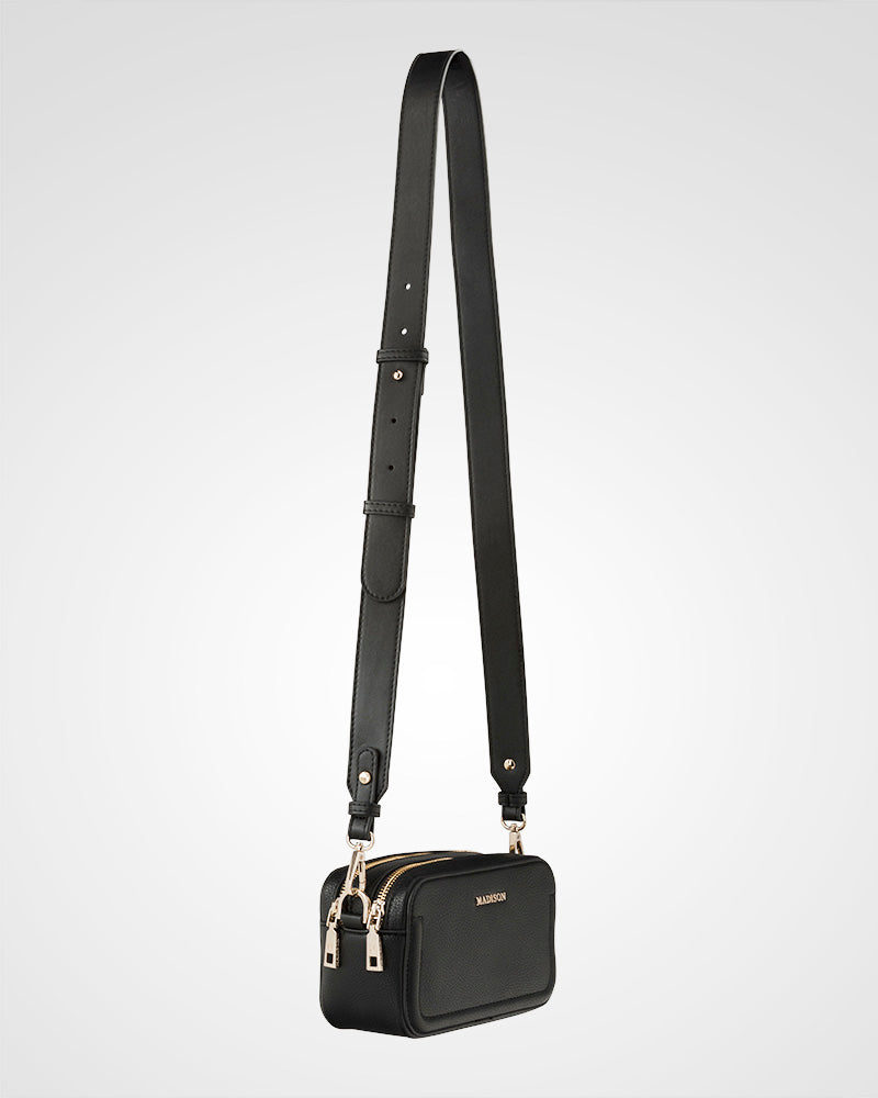 Maddie Double Zip Camera Crossbody Bag + Monogram Bag Strap