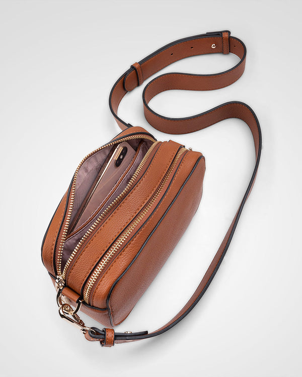 Maddie Double Zip Camera Crossbody Bag With Wide Strap Bags To Go