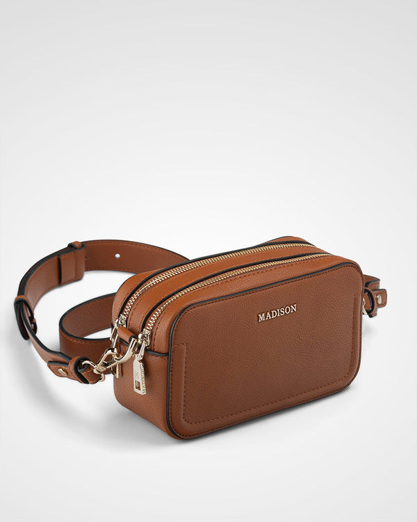 Maddie Double Zip Camera Crossbody Bag With Wide Strap Bags To Go