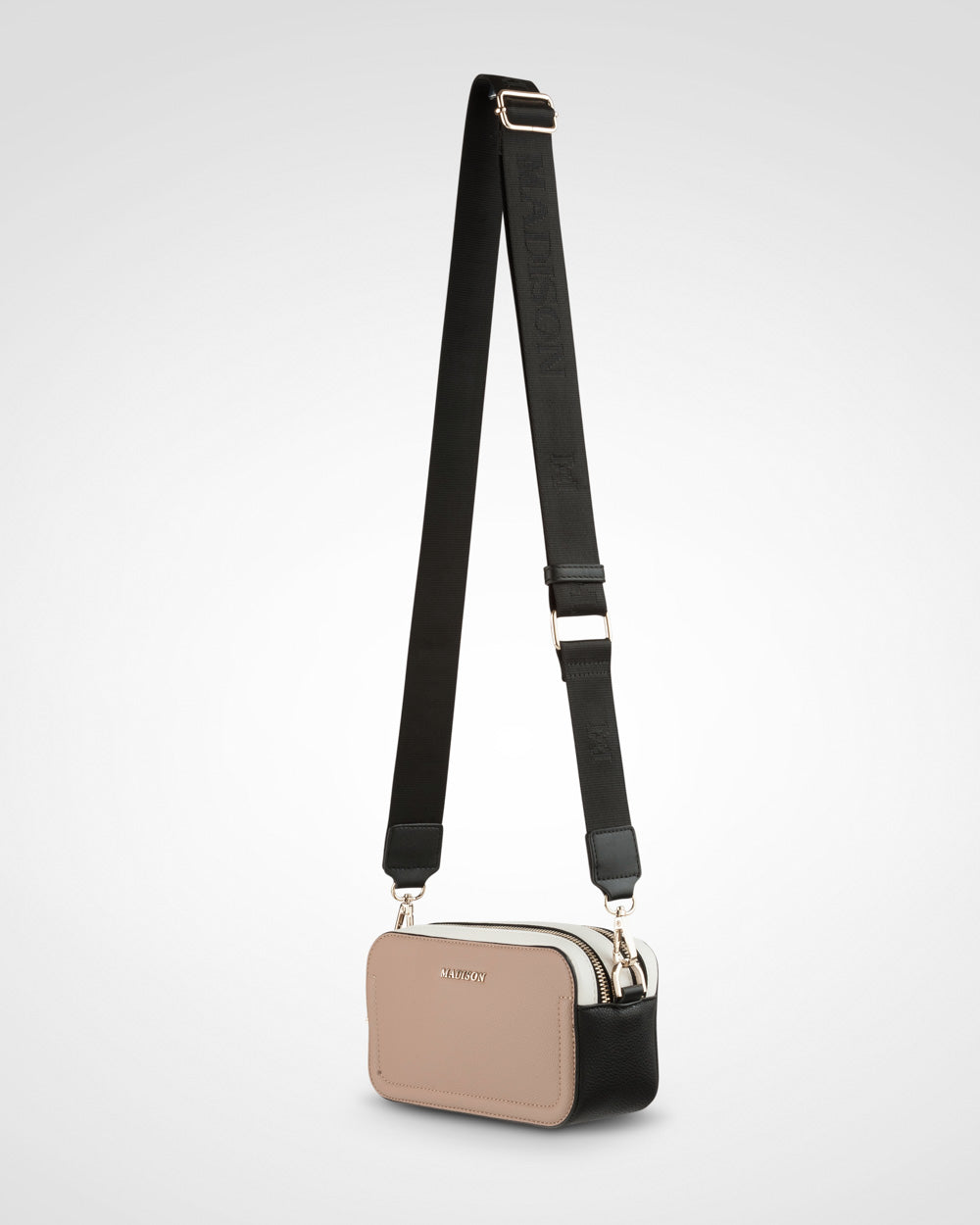 Maddie Double Zip Camera Crossbody Bag + Stripe Bag Strap