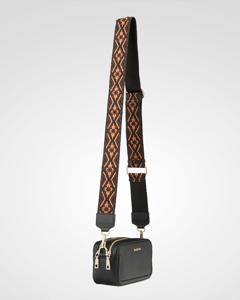 Maddie Double Zip Camera Crossbody Bag + Aztec Bag Strap