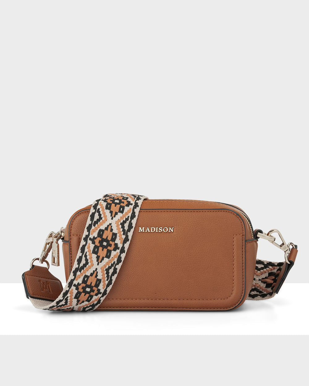 Maddie Double Zip Camera Crossbody Bag + Aztec Bag Strap