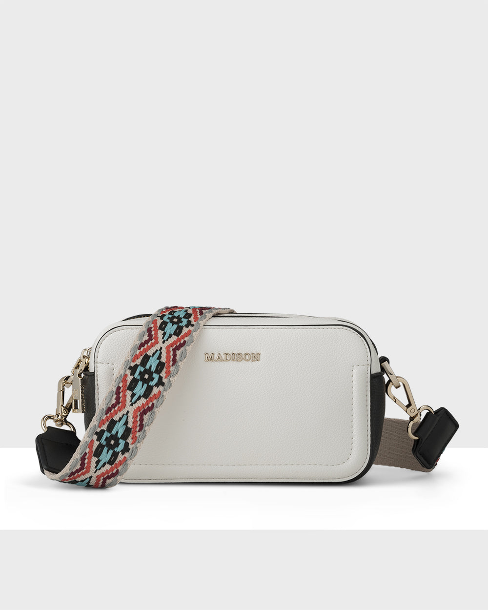 Maddie Double Zip Camera Crossbody Bag + Aztec Bag Strap