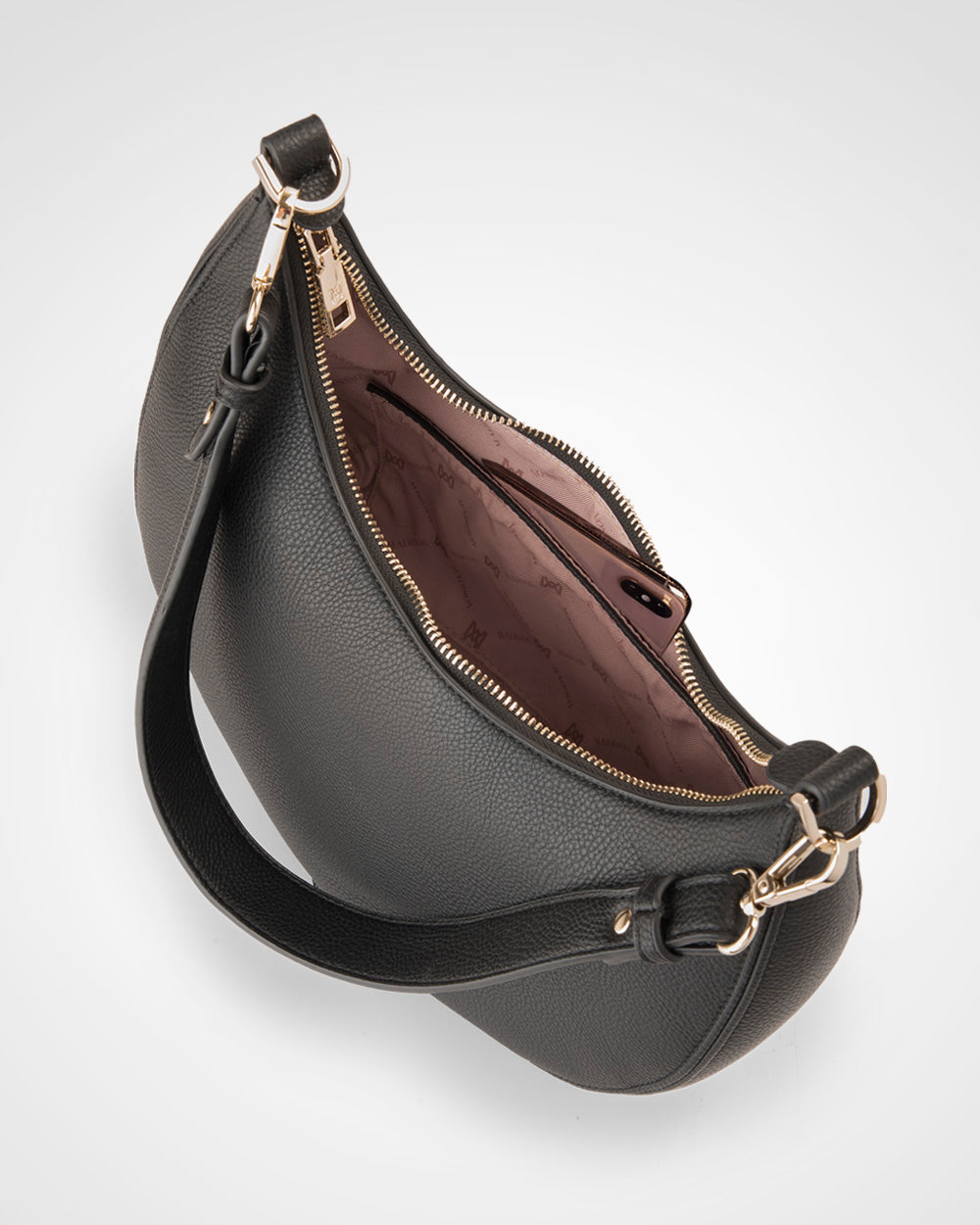 Pia Crescent Shoulder Bag With Crossbody Strap + Plait Strap