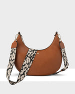 Pia Crescent Shoulder Bag With Crossbody Strap + Leopard Pattern Strap