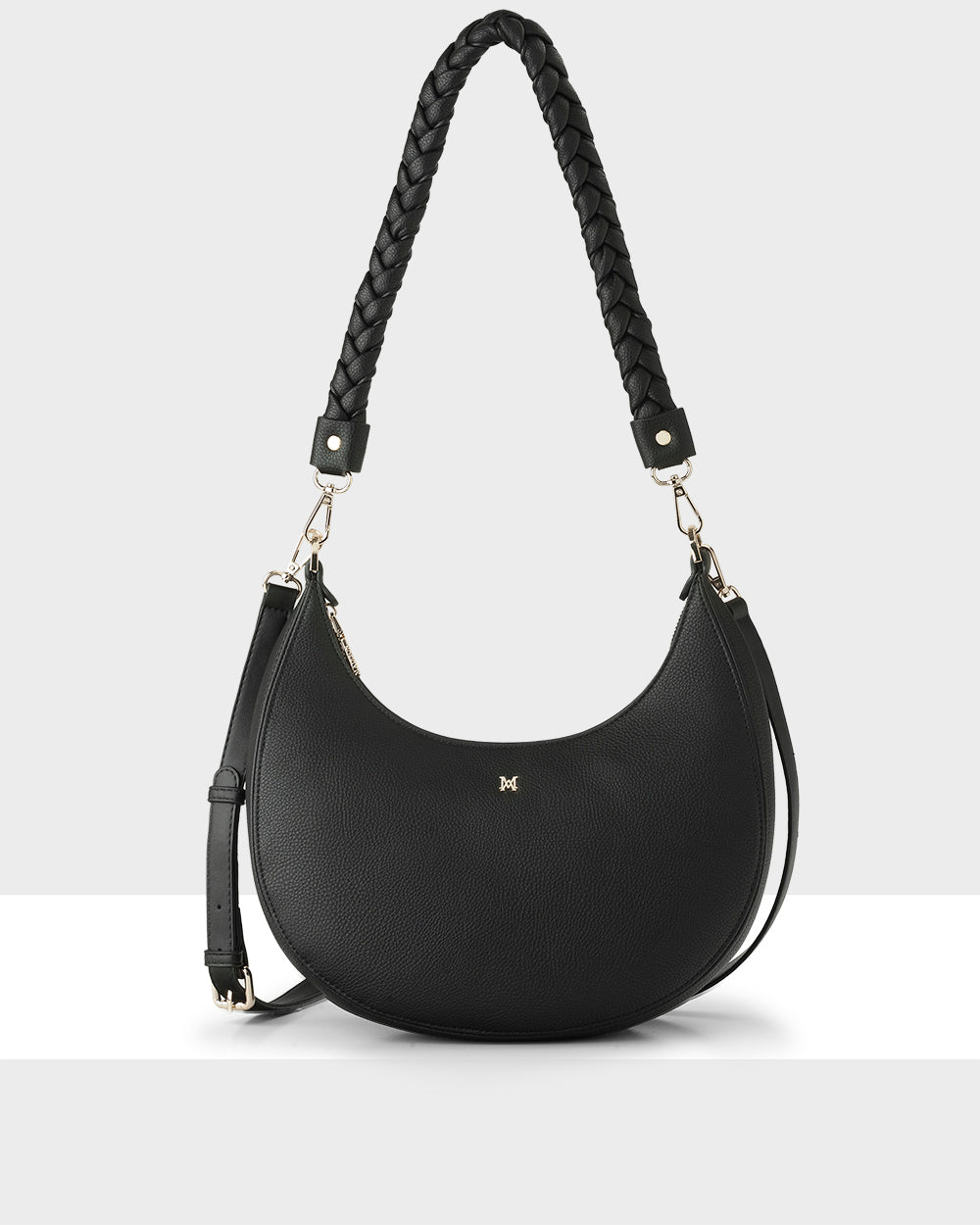 Pia Crescent Shoulder Bag With Crossbody Strap + Plait Strap