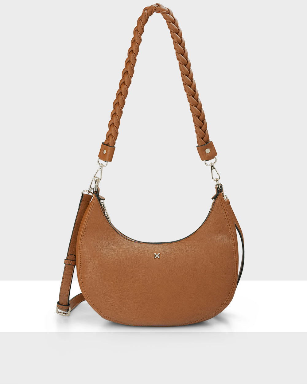 Pia Crescent Shoulder Bag With Crossbody Strap + Plait Strap