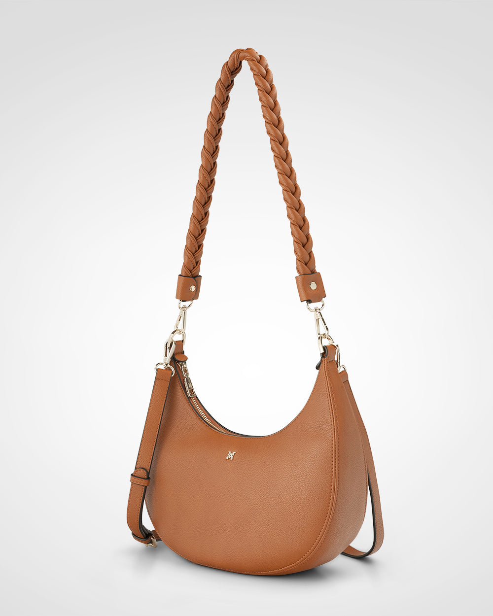 Pia Crescent Shoulder Bag With Crossbody Strap + Plait Strap