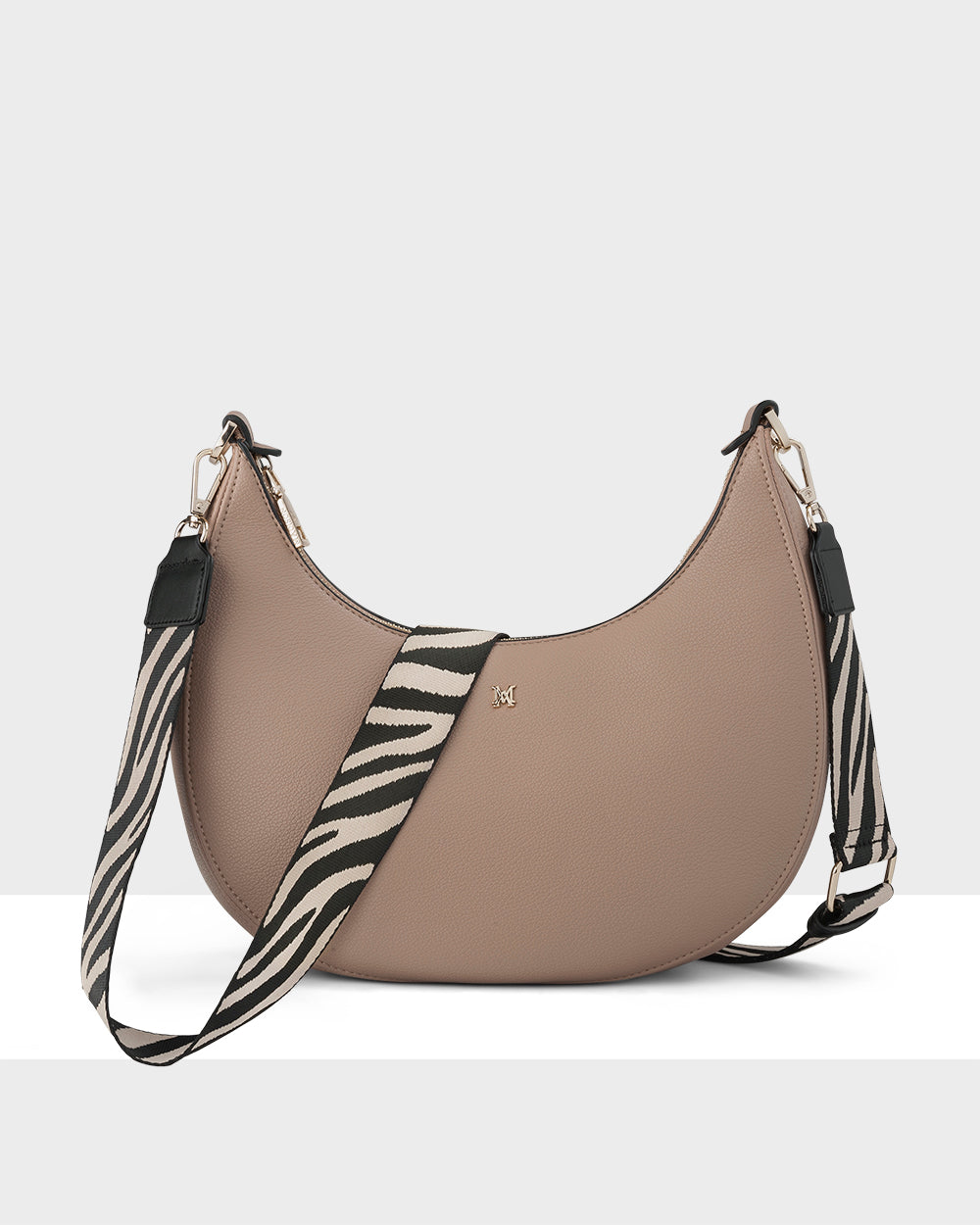 Pia Crescent Shoulder Bag With Crossbody Strap + Zebra Pattern Strap