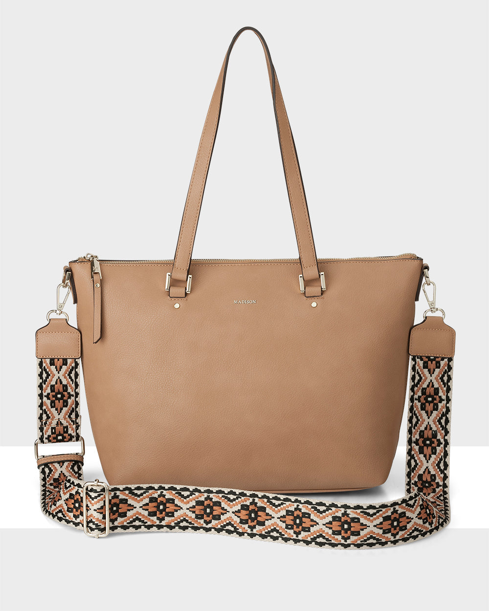 Vivian Medium Zip Top Tote With Aztec Strap