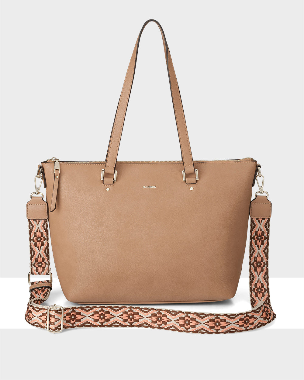 Vivian Medium Zip Top Tote With Aztec Strap