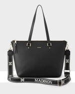 Vivian Medium Zip Top Tote With Monogram Stripe Strap