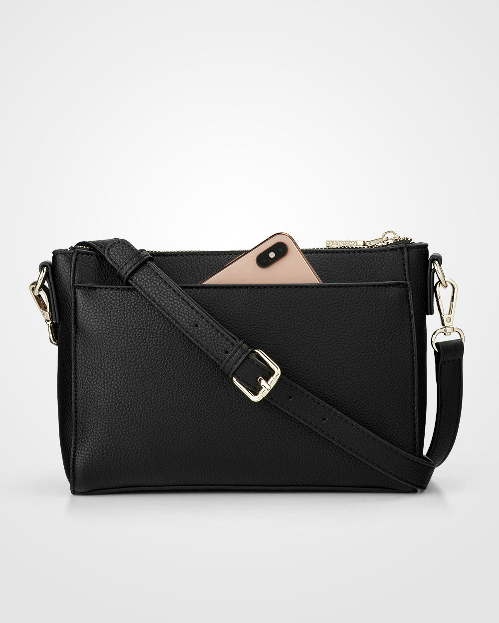 Eden Zip Top Crossbody Bag With Monogram Stripe Strap