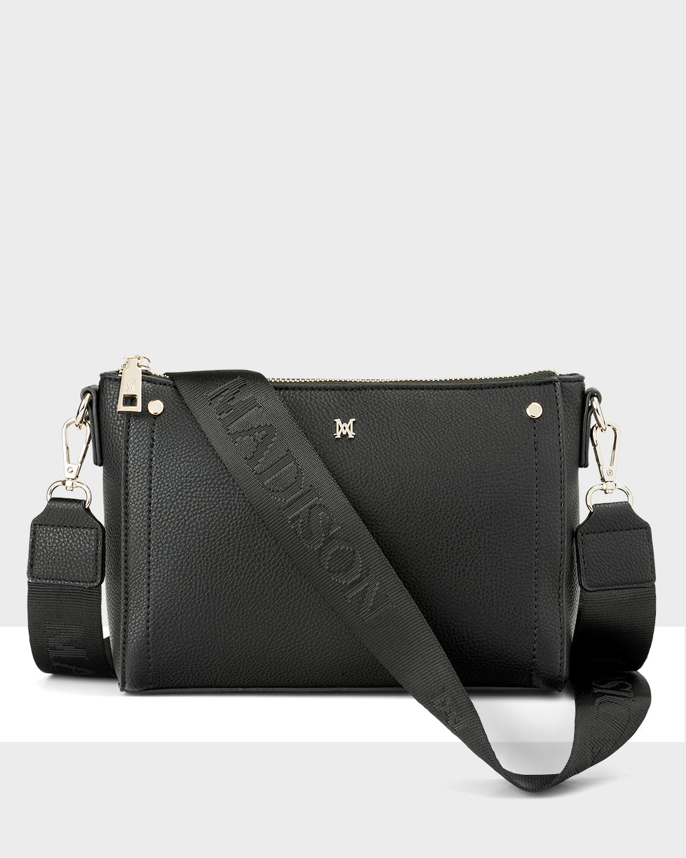 Eden Zip Top Crossbody Bag With Monogram Strap