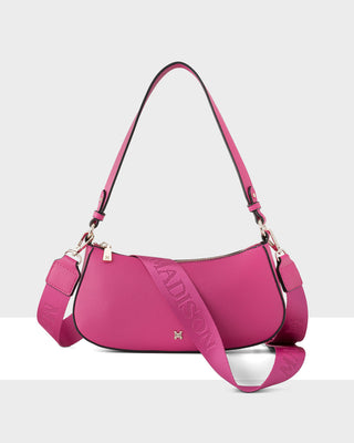 Alina Small Zip Top Shoulder Bag With Monogram & Crossbody Strap