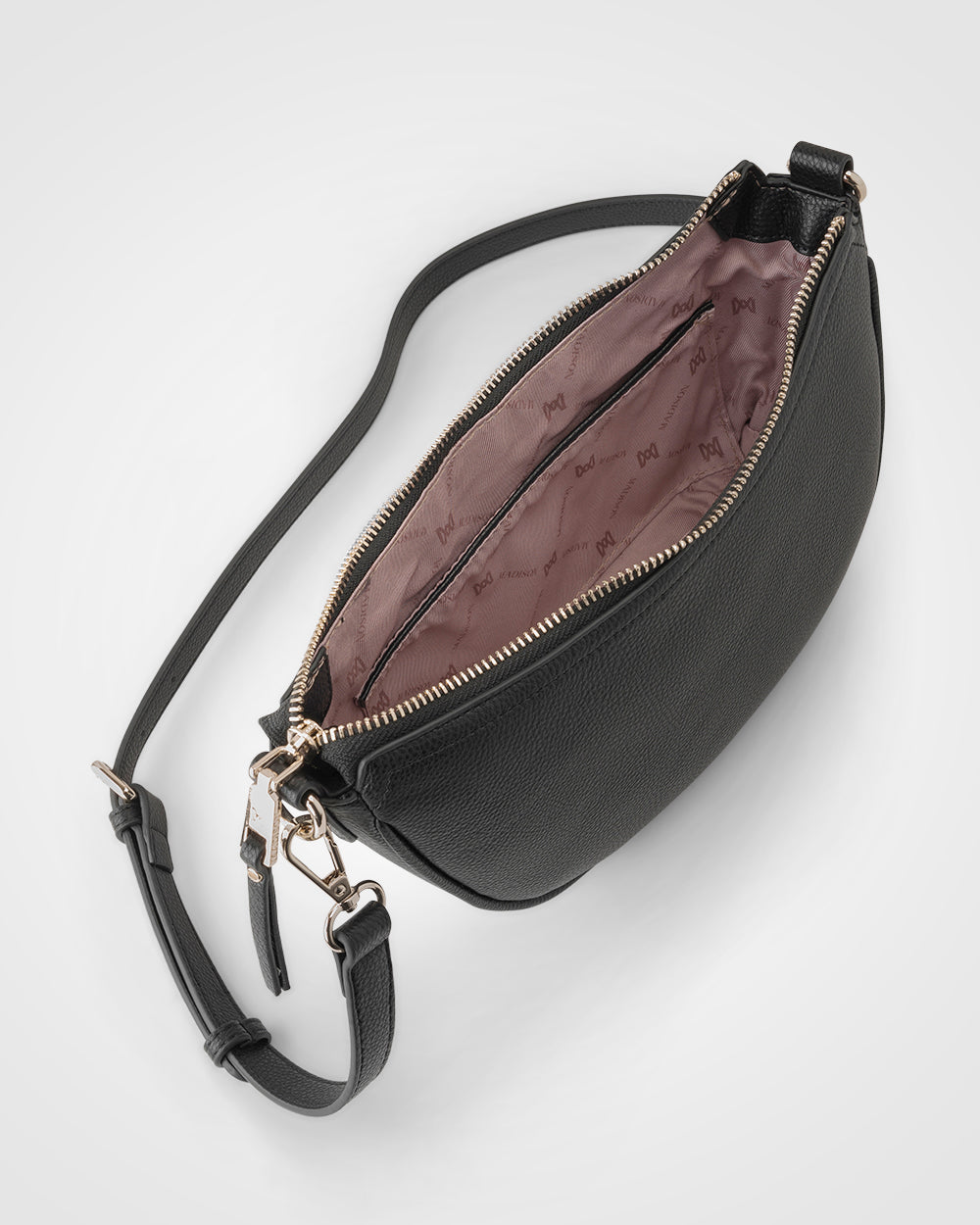 Layla Zip Top Curved Crossbody With Stripe Strap-7