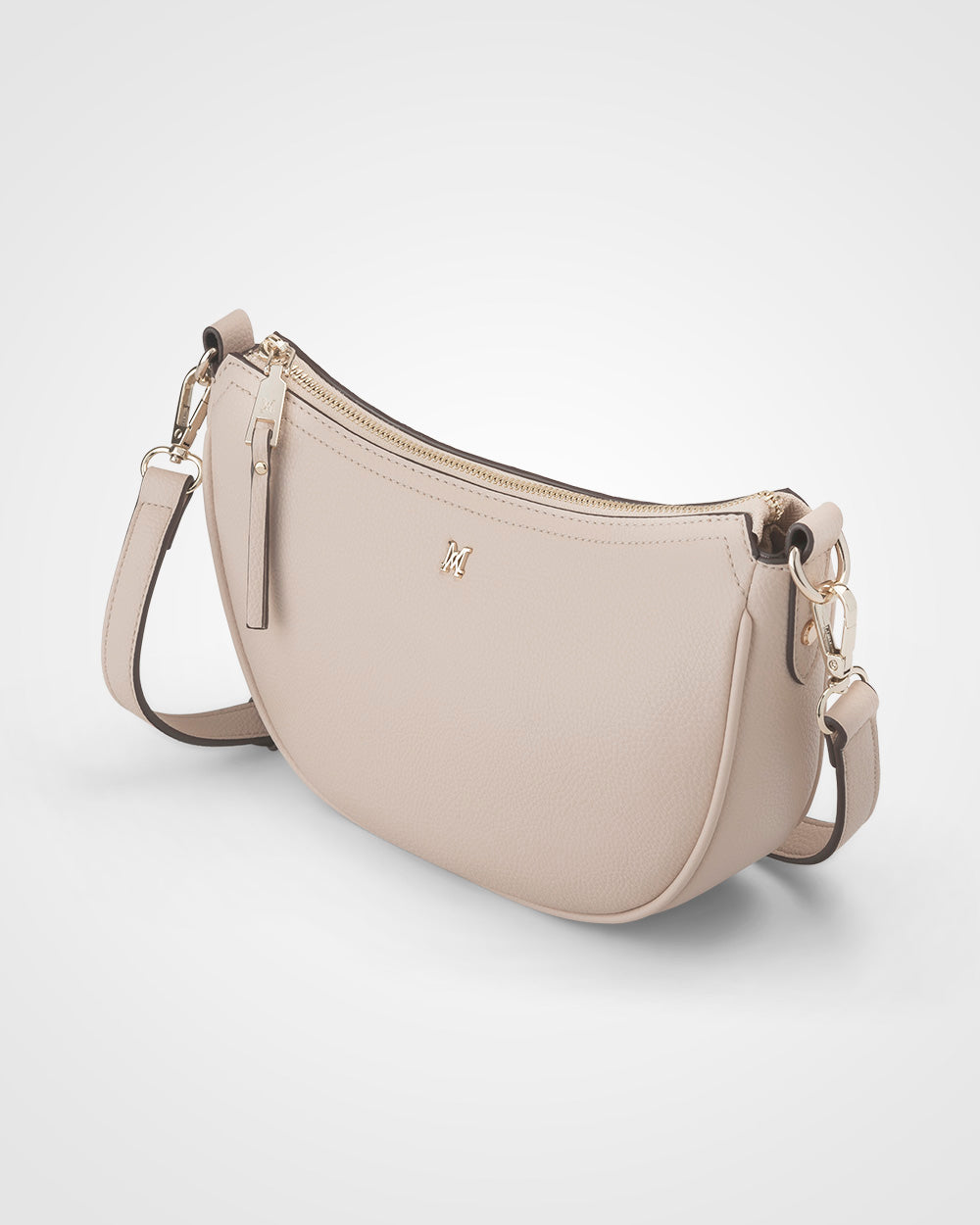 Layla Zip Top Curved Crossbody With Monogram Strap