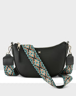 Layla Zip Top Curved Crossbody With Aztec Strap