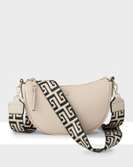 Layla Zip Top Curved Crossbody With Graphic Strap