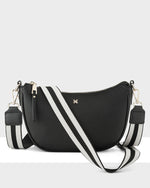 Layla Zip Top Curved Crossbody With Stripe Strap