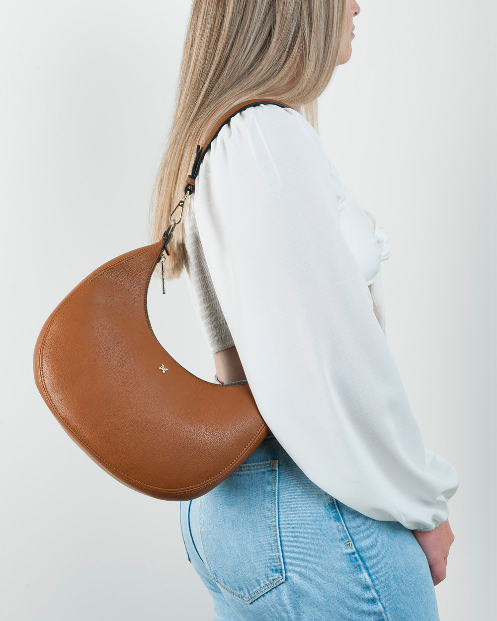 Pia Crescent Shoulder Bag With Crossbody Strap + Plait Strap