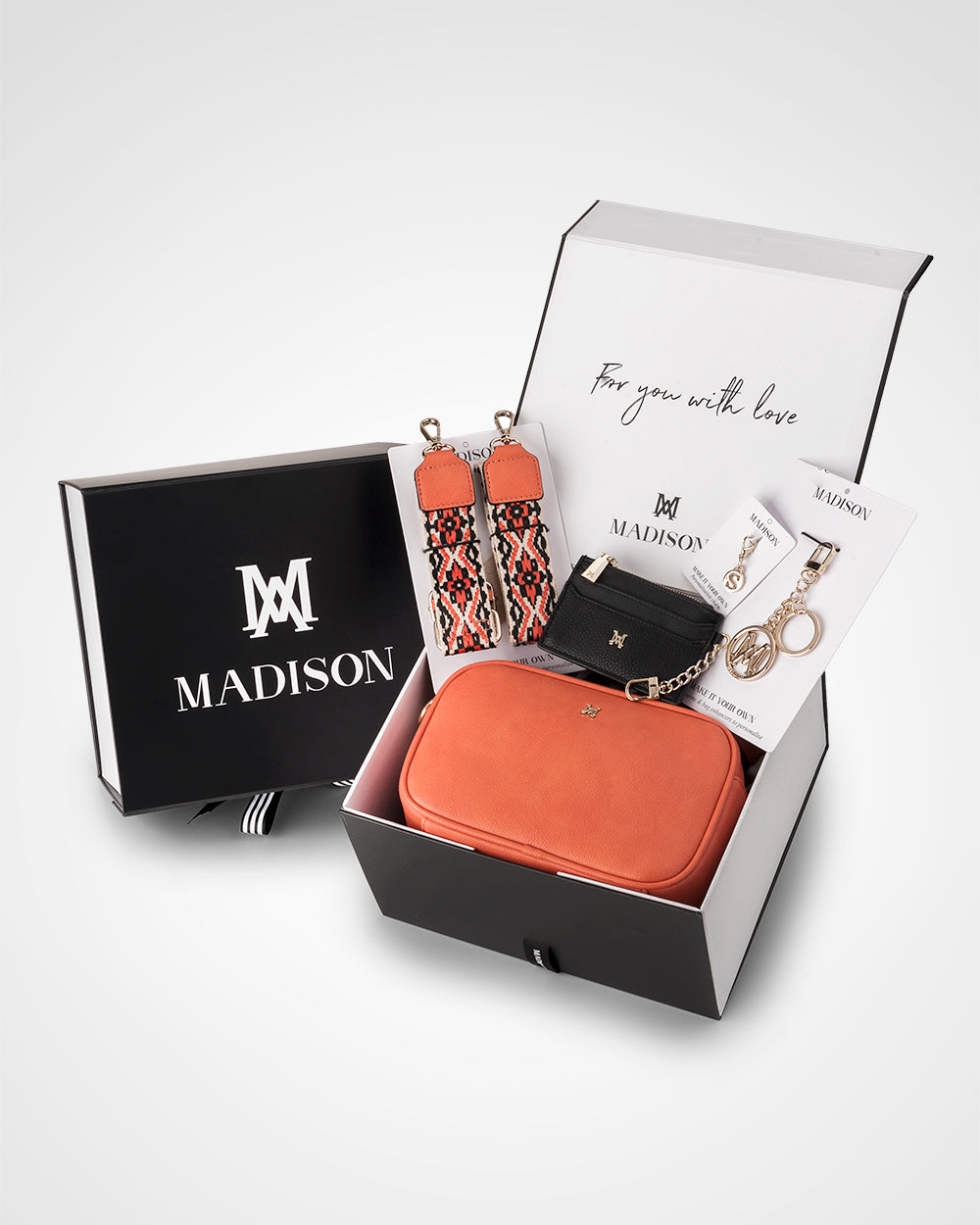Monica Aztec 5 Piece Giftbox - Handbag, Bag Strap, Cardholder, Keychain & Personalisation Charm-1