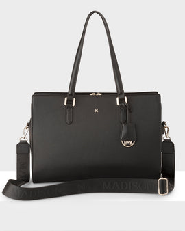 Sheree Laptop Tote Work Bag With Monogram Crossbody Strap