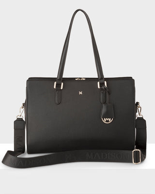 Sheree Laptop Tote Work Bag With Monogram Crossbody Strap