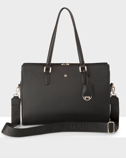Sheree Laptop Tote Work Bag With Monogram Crossbody Strap