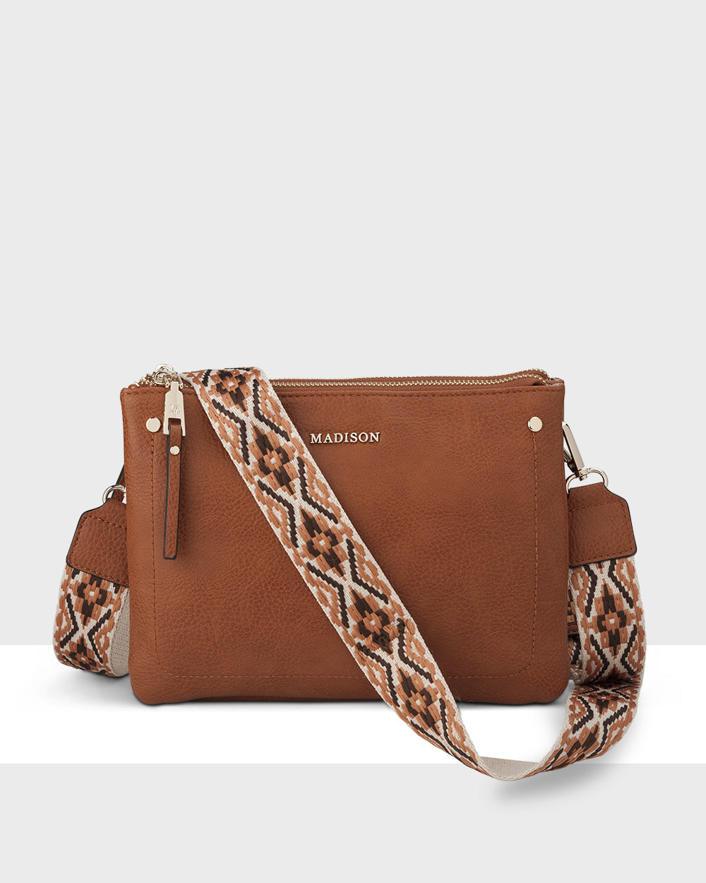 Charlotte Double Zip Crossbody Bag + Aztec Bag Strap