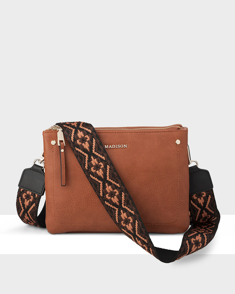 Charlotte Double Zip Crossbody Bag + Aztec Bag Strap