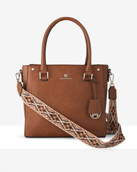 Angie Medium 3 Compartment Satchel Bag + Aztec Bag Strap