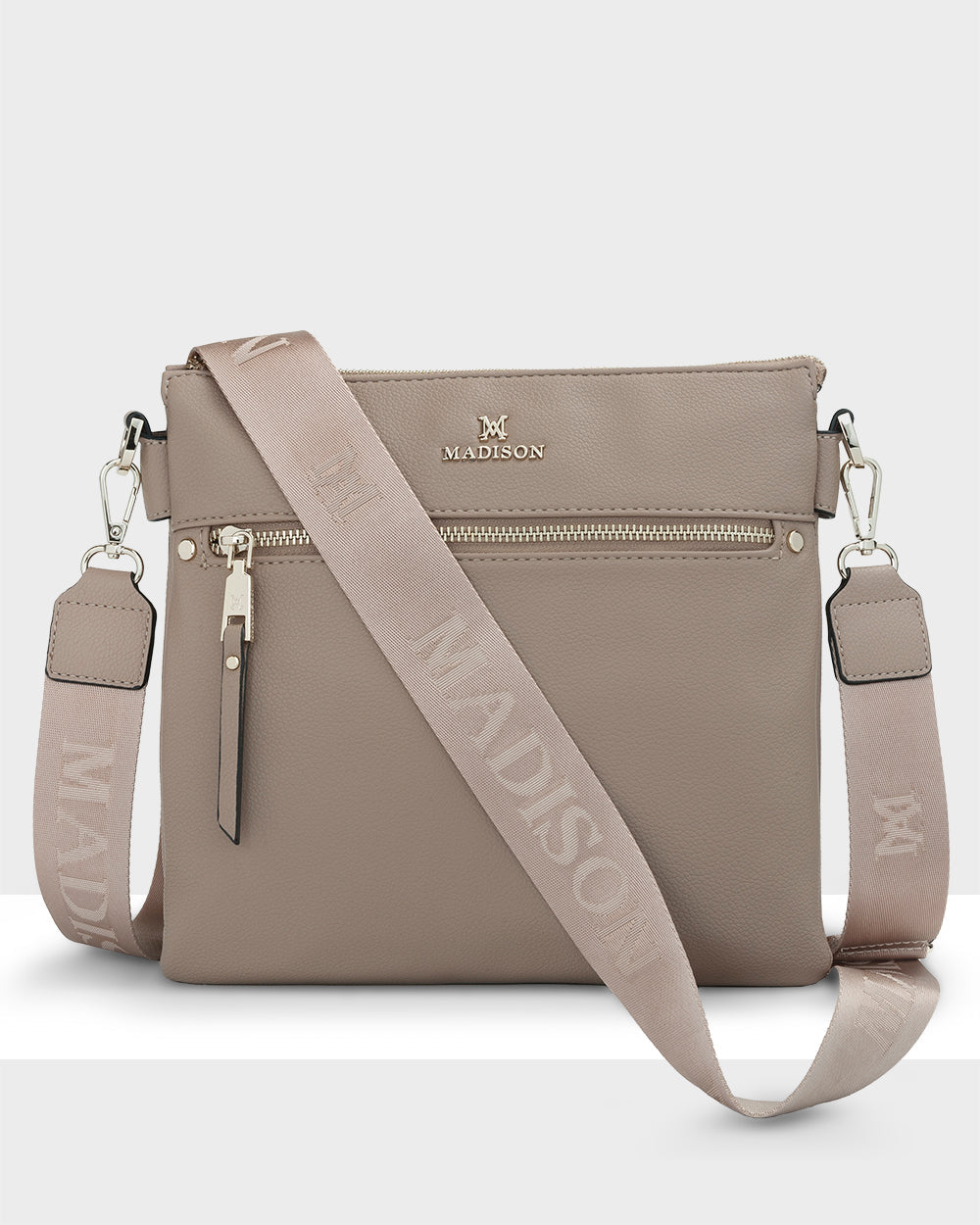 Renee Zip Top 2 Compartment Crossbody Bag + Monogram Bag Strap