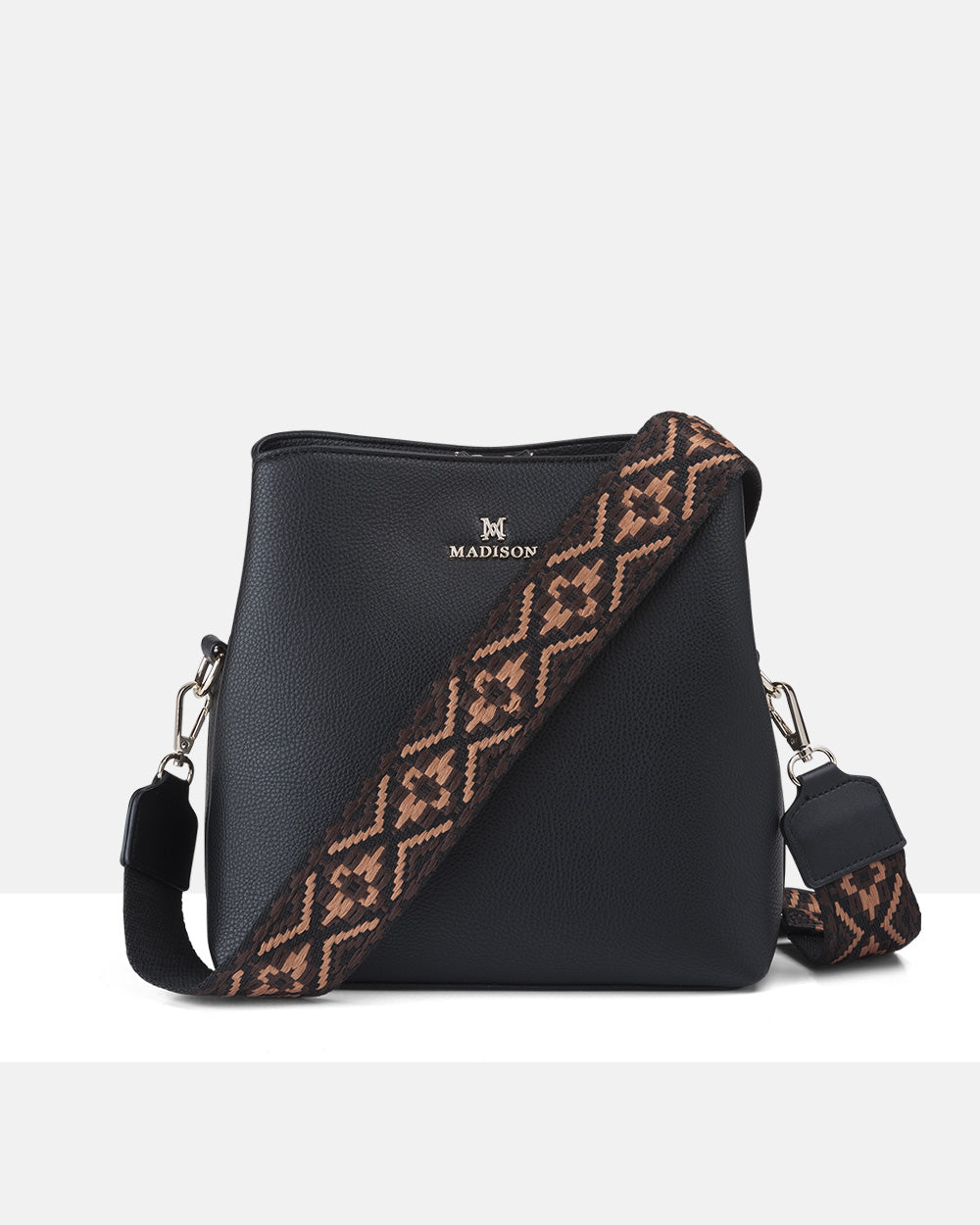 Joanie 3 Compartment Crossbody Bucket Bag + Aztec Bag Strap