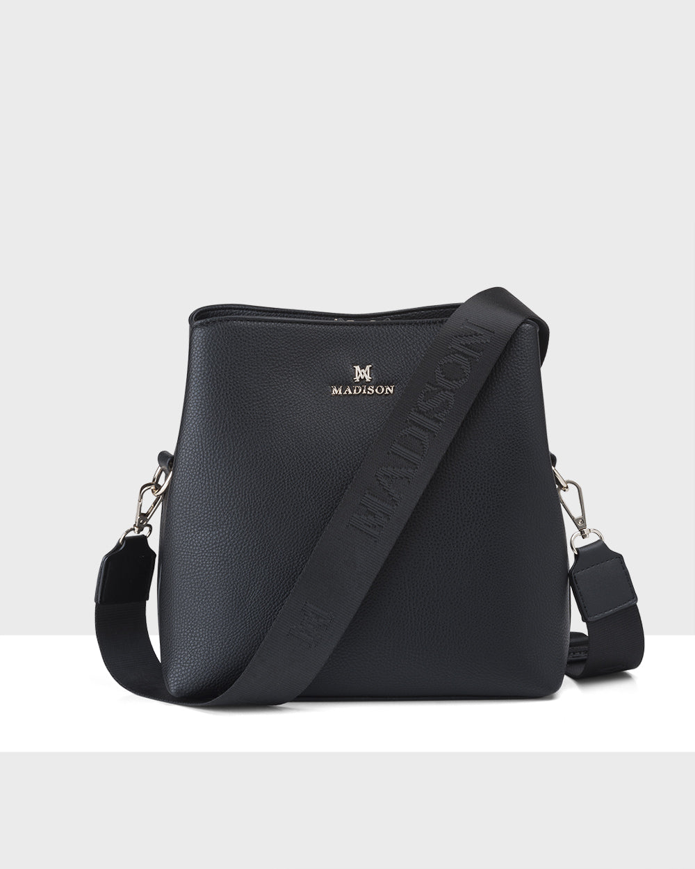 Joanie 3 Compartment Crossbody Bucket Bag + Monogram Bag Strap