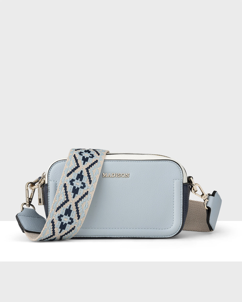 Maddie Double Zip Camera Crossbody Bag + Aztec Bag Strap