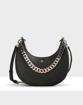 Pia Crescent Shoulder Bag With Crossbody Strap + Chunky Chain Strap