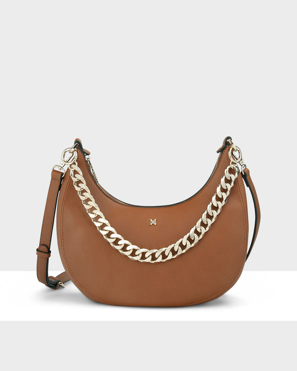 Pia Crescent Shoulder Bag With Crossbody Strap + Chunky Chain Strap