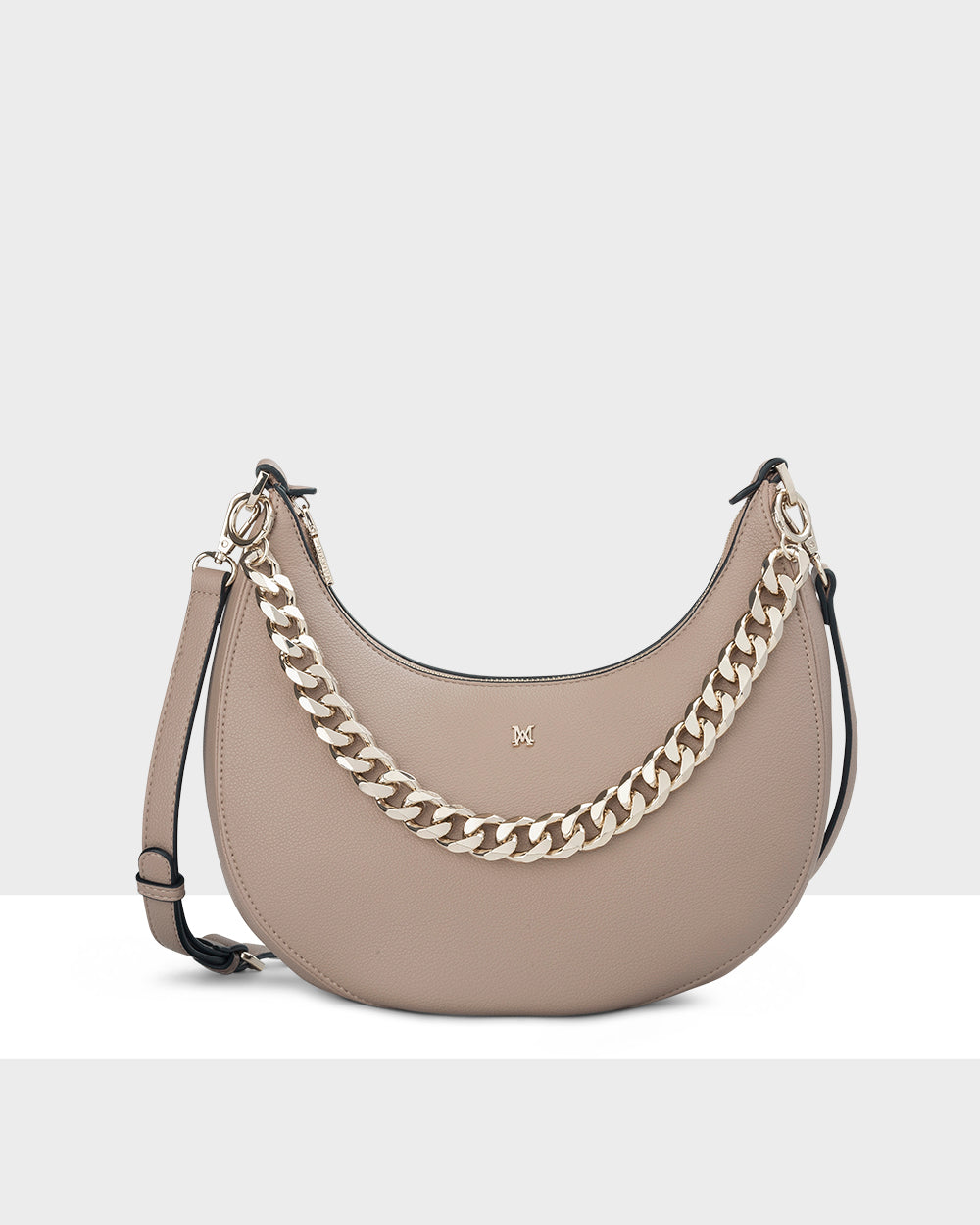 Pia Crescent Shoulder Bag With Crossbody Strap + Chunky Chain Strap