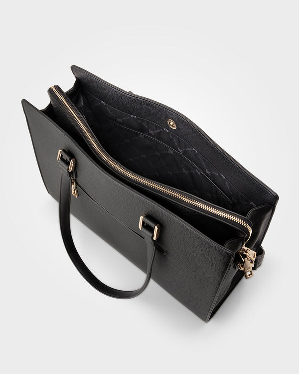 Sheree Laptop Tote Work Bag With Monogram Crossbody Strap