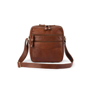 Franco Bonini - MB1782BFK 2 Section Leather Side Bag - Cognac