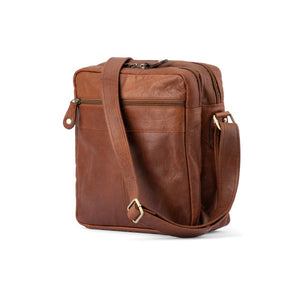 Franco Bonini - MB1782BFK 2 Section Leather Side Bag - Cognac