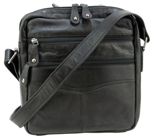 Franco Bonini - MB1782BFK 2 Section Leather Side Bag - Black