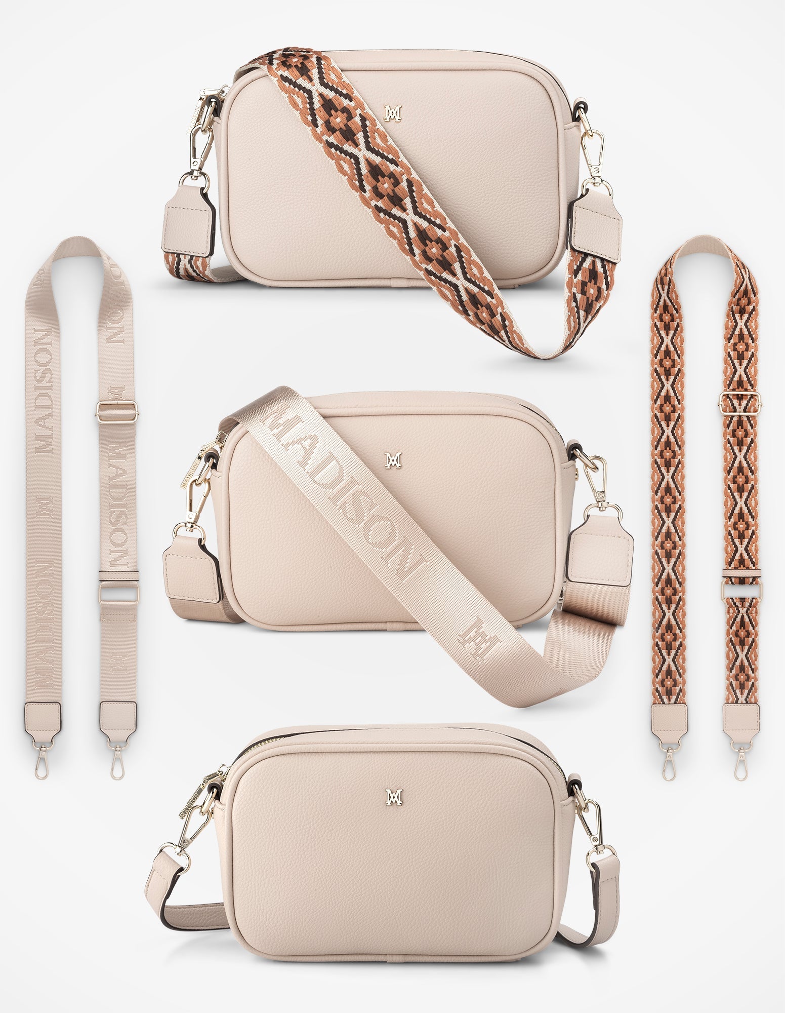 Monica Crossbody Bag & 3 Straps - One Bag 3 Ways