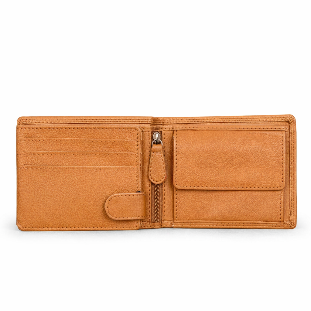 Leather Culture - MW001 BRAVE Tripple Fold Leather mens wallet - Tan