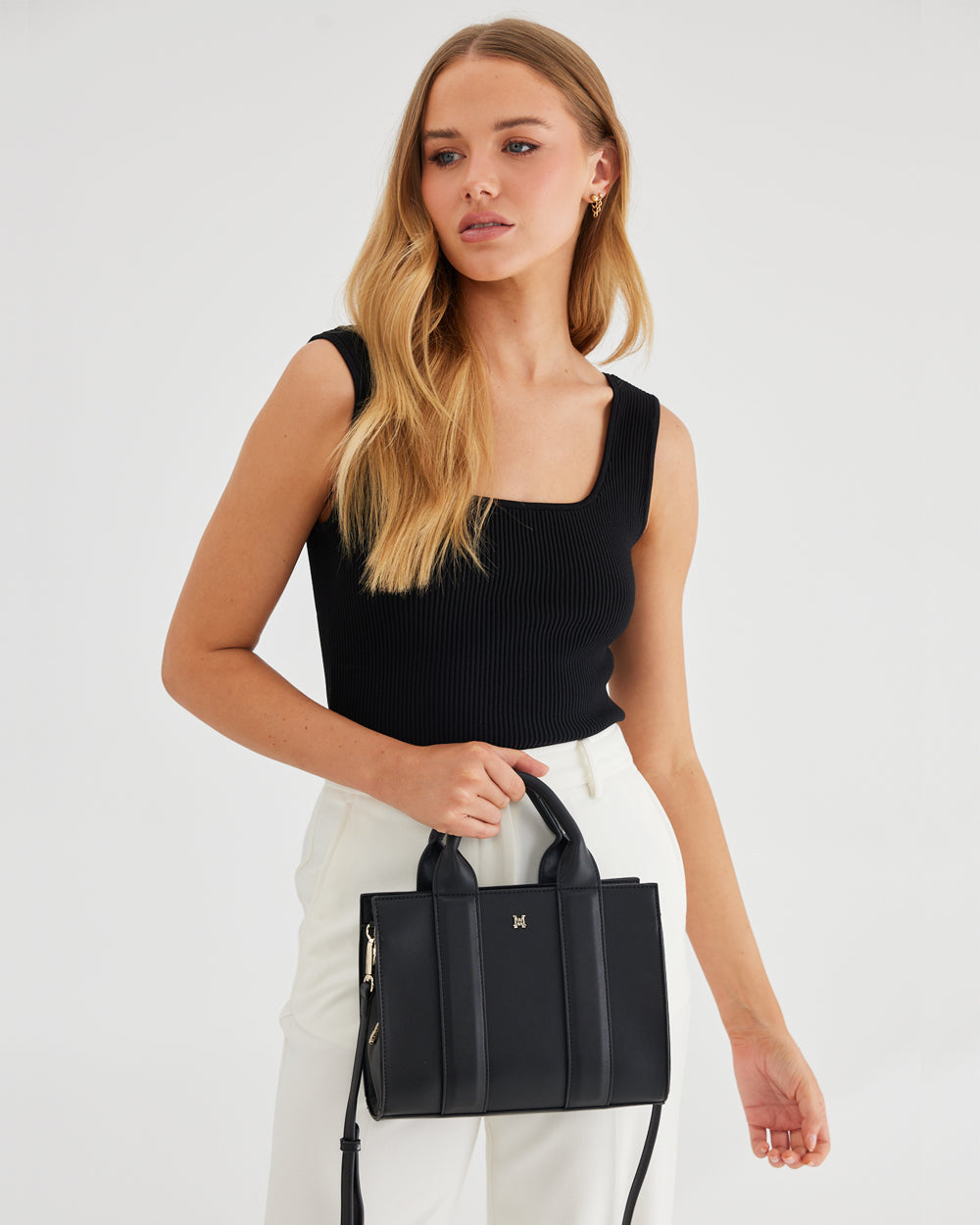 Nova Small Grab Tote With Metallic Stripe Strap